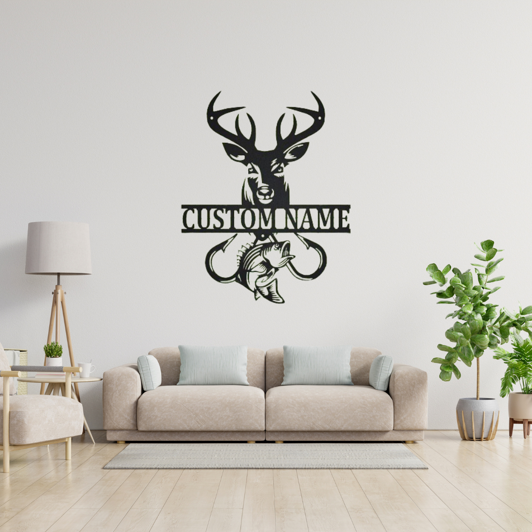 Metal Buck/Bass Custom Name Sign