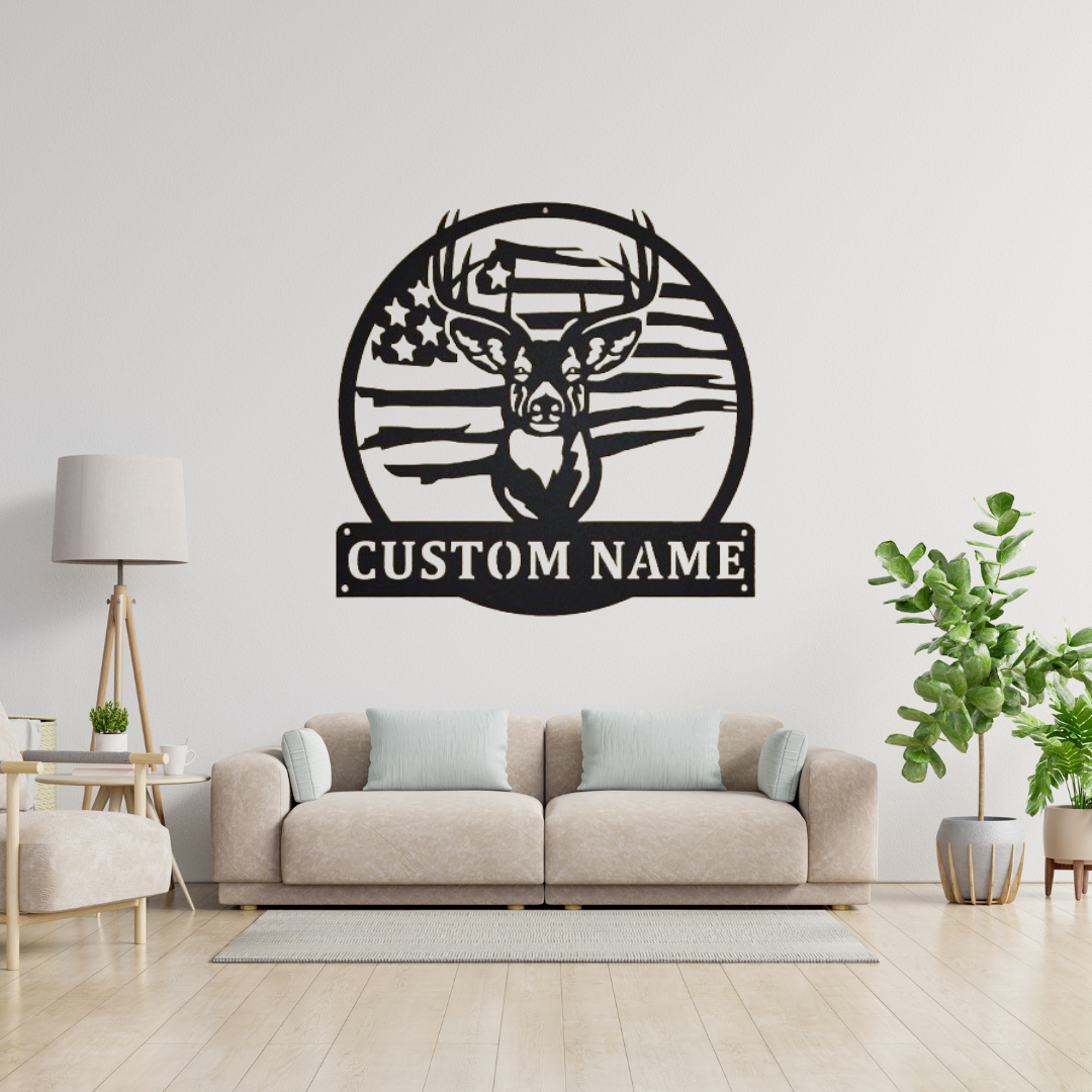 Metal Buck Flag Custom Name Sign